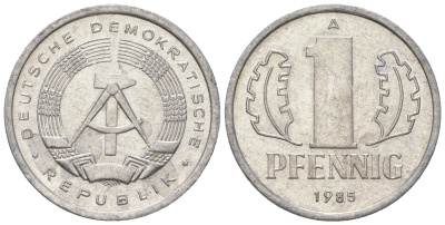 ГДР 1 пфенниг 1985 А KM 8.2 алюминий 4651-128