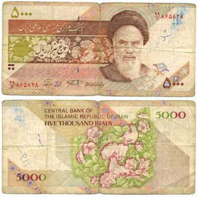ИРАН 5000 РИАЛОВ 1993- ПОДПИСЬ 28 Pick 145с бумага 7548-94-1