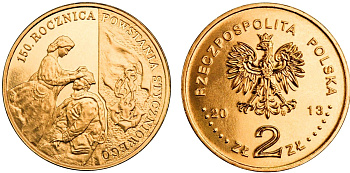 Польша 2 злотых 2013 MW, 150 лет со дня восстания 1863 года KM 852 нордик UNC 4676-941