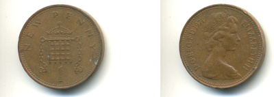 Великобритания 1 пенни 1971 Елизавета II (1952-2022) KM 915, Spink 4237 (B1) бронза 83-452