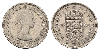 Великобритания 1 шиллинг 1965 Елизавета II (1952-2022), Английский герб KM 904, Spink 4147 медно-никель 4695-756