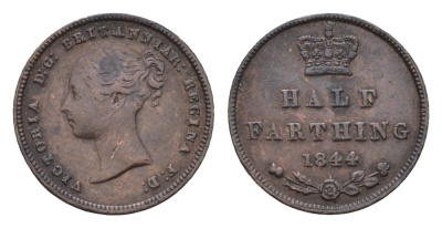 Великобритания 1/2 фартинга 1844 Виктория (1837-1901) KM 738, Spink 3951 медь 4174-239