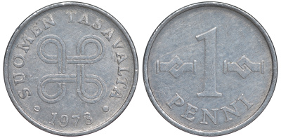 ФИНЛЯНДИЯ 1 ПЕННИ 1973 KM 69а алюминий 3334-1037
