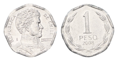 Чили 1 песо 2008 KM 231 алюминий UNC 4689-214