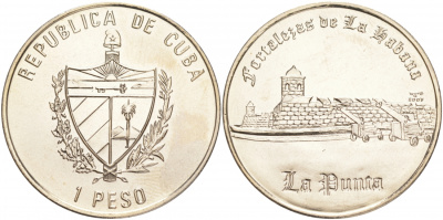 Куба 1 песо 2007 крепость Гаваны, Пунта (LA PUNTA) KM 881 медно-никель UNC M29-20