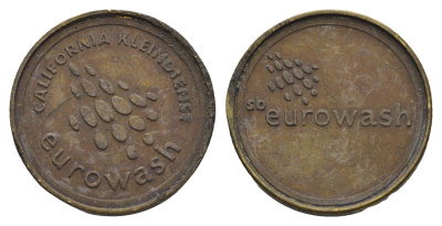 Германия жетон автомойки "Eurowash" ND диаметр 24 мм, вес 7,5 гр латунь 4548-832