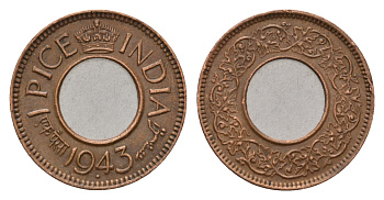 Британская Индия 1 пайс 1943 Георг VI (1936-1952) KM 533 бронза 4689-1262