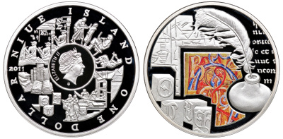 Ниуэ 1 доллар 2011 знаки зодиака, письменность, цветная эмаль KM NEW серебро PROOF 1071-3-64