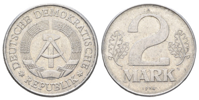 ГДР 2 марки 1974 KM 48 алюминий 4699-956