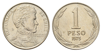 Чили 1 песо 1975 год-тип KM 207 медно-никель aUNC 4688-335