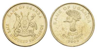 Уганда 500 шиллингов 2003 KM 69 никель латунь UNC 4663-1257