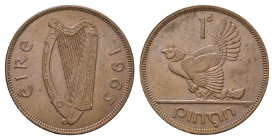 Ирландия 1 пенни 1963 курица с цыплятами KM 11 бронза 4178-1224