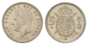 Испания 5 песет 1975 (80) Хуан Карлос I (1975-2014) KM 807 медно-никель 4707-351