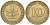 ФРГ 10 пфеннигов 1950 F KM 106 сталь плакированная латунью 4571-531