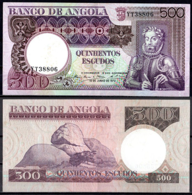 Ангола 500 эскудо 1973 Pick 107 бумага 7214-17-2-2