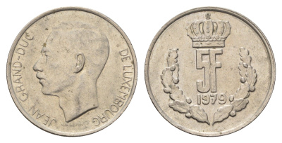 Люксембург 5 франков 1979 Великий герцог Жан (1964-2000) KM 56 медно-никель 4707-143