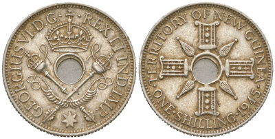 Новая Гвинея 1 шиллинг 1945 KM 8 серебро 4619-1247