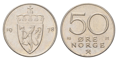 Норвегия 50 эре 1978 Улаф V (1957-1991) KM 418 медно-никель UNC 4702-316