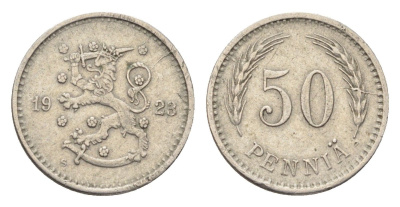 Финляндия 50 пенни 1923 KM 26 медно-никель 4705-712