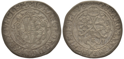 Саксония 1/24 талера 1628 H.I., Иоганн Георг I (1615-1656) KM 71 серебро    413-5541