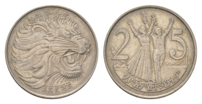 Эфиопия 25 сантимов 1977 EE 1969 KM 46 медно-никель 4627-153