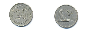 Малайзия 20 сенов 1979 здание парламента KM 4 медно-никель 4379-611