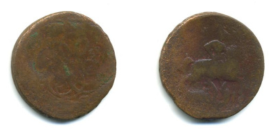 РОССИЯ 1 КОПЕЙКА 1759 медь 61-516