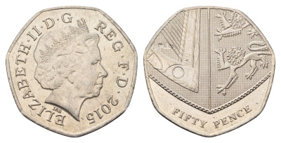 Великобритания 50 пенсов 2015 Елизавета II (1952-2022) KM 1112 медно-никель 4695-727