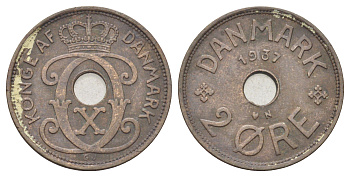Дания 2 эре 1937 N, Кристиан X (1912-1947) KM 827 бронза 4701-854