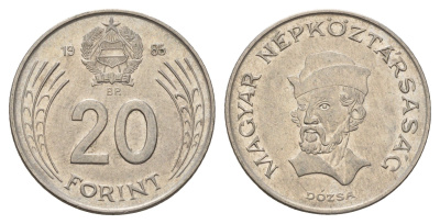 Венгрия 20 форинтов 1985 BP, Дьердь Дожа KM 630 медно-никель 4145-1257