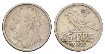 Норвегия 25 эре 1962 Улаф V (1957-1991) KM 407 медно-никель 4701-547
