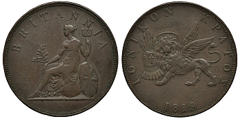 Греция, Ионические острова 2 обола 1819 Британская администрация (1809-1863) KM 33 медь 00-806-46