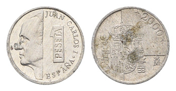 Испания 1 песета 2000 M, Хуан Карлос I (1975-2014) KM 832 алюминий 4684-1112