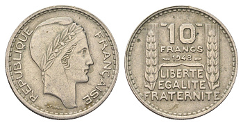 Франция 10 франков 1948 KM 909.1 медно-никель 4704-436