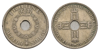 Норвегия 1 крона 1925 Хокон VII (1905-1957) KM 385 медно-никель 4703-253