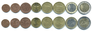 ФРГ евронабор из 8 монет 2002-2003 (1, 2, 5, 10, 20, 50 ЕВРОЦЕНТОВ, 1, 2 ЕВРО) KM 207, 208, 209, 210, 211, 212, 213, 214 N5-17