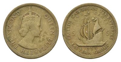 Восточные Карибы (Организация Восточно-карибских государств) 5 центов 1955 KM 4 никель латунь 4697-153