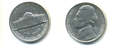США 5 ЦЕНТОВ 1988 P, ДЖЕФФЕРСОН KM А192 медно-никель 179-737