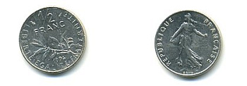 ФРАНЦИЯ 1/2 ФРАНКА 1994 KM 931.1 никель 54-1711