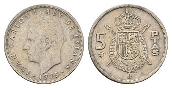 Испания 5 песет 1975 (78) Хуан Карлос I (1975-2014) KM 807 медно-никель 4707-342