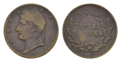 Германия игровой жетон - Наполеон диаметр 17,25, вес 1,4 гр латунь 4651-1249