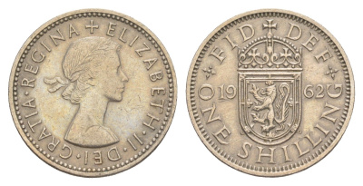 Великобритания 1 шиллинг 1962 Елизавета II (1952-2022), Шотландский герб KM 905, Spink 4148 медно-никель 4638-443