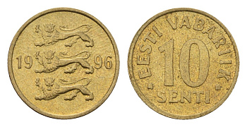 Эстония 10 сентов 1996 KM 22 латунь UNC 4696-149