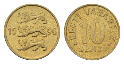 Эстония 10 сентов 1996 KM 22 латунь UNC 4696-149