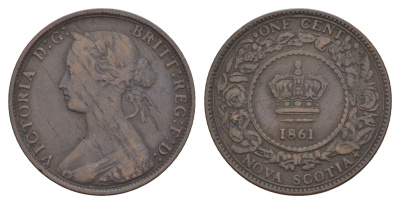 Канада, Новая Шотландия 1 цент 1861 Виктория (1837-1901) KM 8 бронза 4654-1157