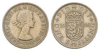Великобритания 1 шиллинг 1956 Елизавета II (1952-2022), Шотландский герб KM 905, Spink 4148 медно-никель 4177-527