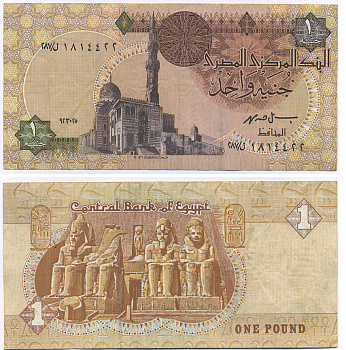 ЕГИПЕТ 1 ФУНТ 1993-2001 ПОДПИСЬ 19 Pick 50e бумага VG 7203-55-2