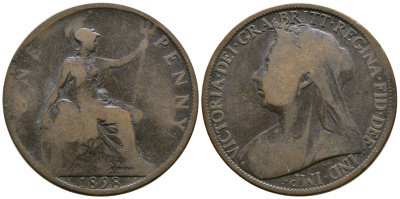 Великобритания 1 пенни 1898 Виктория (1837-1901) KM 790, Spink 3961 бронза 08-623