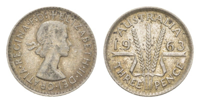 Австралия 3 пенса 1963 Елизавета II (1952-2022) KM 57 серебро 4588-1131