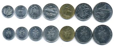 Ватикан набор из 7 монет 1977 Павел VI (1963-1978), животные KM 116, 117, 118, 119, 120, 121, 122   UNC  4691-1011-1017